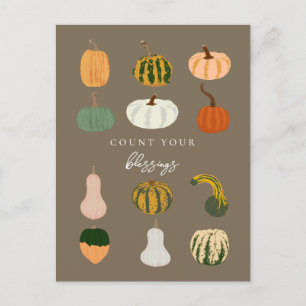Carte Postale Citrouille automne   Comptez vos bénédictions