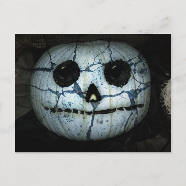 Carte Postale Citrouille blanc déplaisant Jack-o-Lantern (Devant)