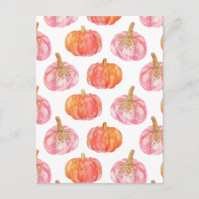 Carte Postale citrouille d'aquarelle motif (Devant)