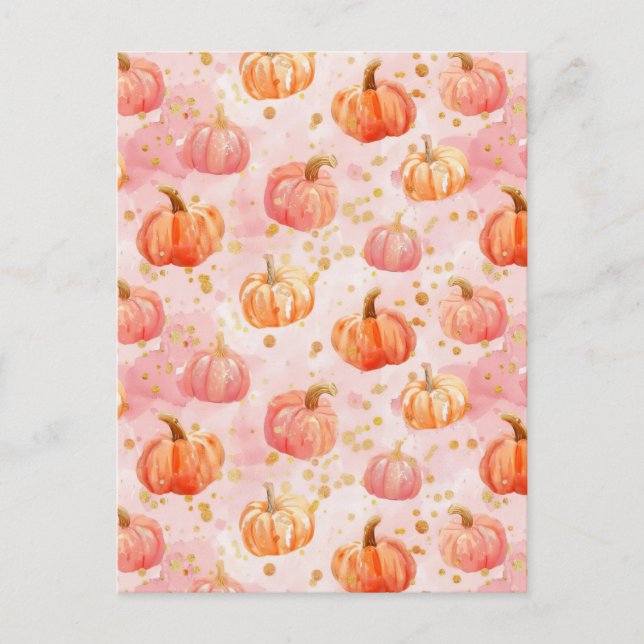 Carte Postale citrouille d'aquarelle motif (Devant)