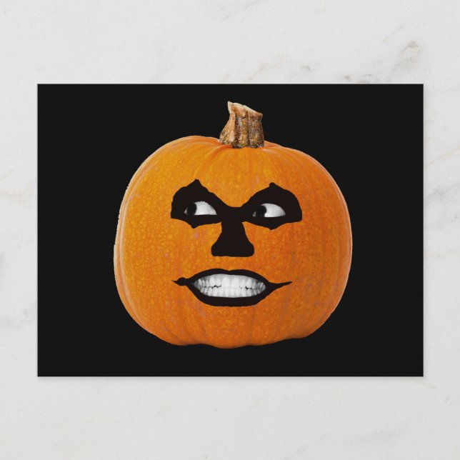 Carte Postale Citrouille de Halloween Visage Sinistre Jack o' La (Devant)