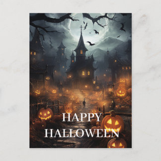 Carte Postale Citrouille de nuit effrayante d'Halloween