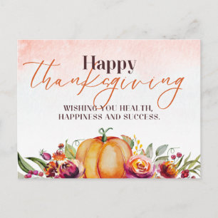 Carte Postale Citrouille de Thanksgiving & Automne
