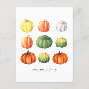 Carte Postale Citrouille de Thanksgiving d'automne à l'aquarelle