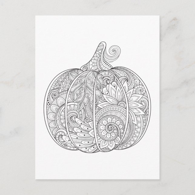 Carte Postale Citrouille Décorative Doodle (Devant)