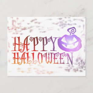 Carte Postale Citrouille d'Halloween effrayante et heureuse