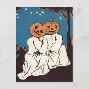 Carte Postale Citrouille d'Halloween fantôme mignon à câliner