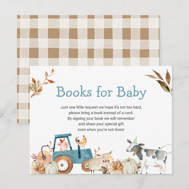 Carte Postale Citrouille Farm Animal Tractor Livres pour bébé (Devant / Derrière)