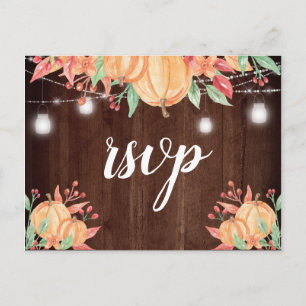 Carte Postale Citrouille Harvest Automne Lumières Mariage RSVP