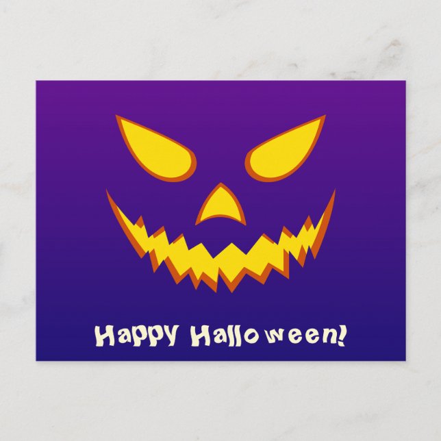 Carte Postale Citrouille Jack-o'-lantern de la face d'Halloween  (Devant)