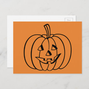 Carte Postale Citrouille Jack-O-Lantern d'Halloween orange et no