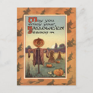 Carte Postale Citrouille Jack-o'-lantern Scarecrow