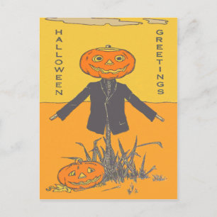 Carte Postale Citrouille Jack O' Lantern souriante joyeuse