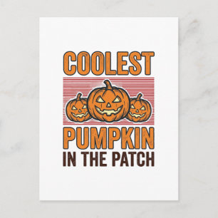 Carte Postale Citrouille la plus cool du patch Halloween Vintage