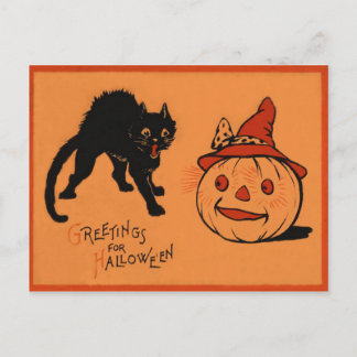 Carte Postale Citrouille Lanterne Jack O Chapeau de Sorcière Cha