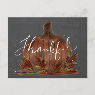 Carte postale Citrouille "Merci" d'automne