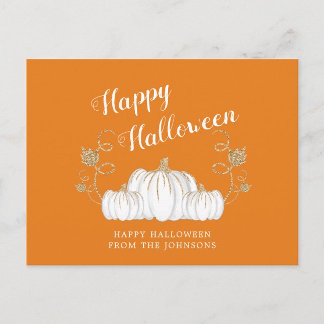 Carte Postale Citrouille Mignonne Orange Joyeux Halloween (Devant)