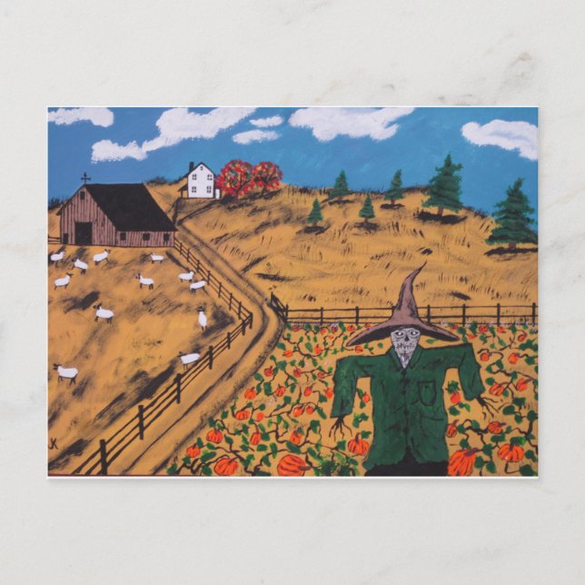 Carte Postale Citrouille Patch Scarecrow (Devant)