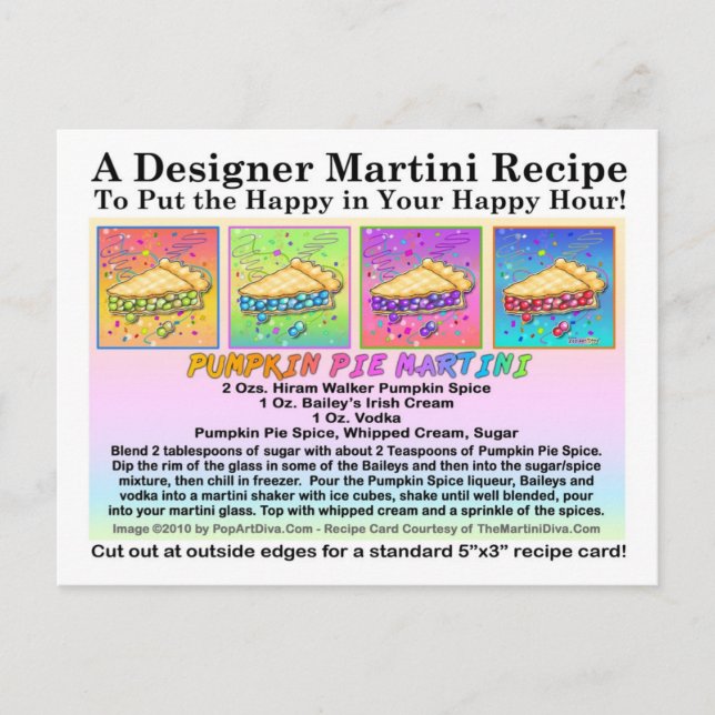Carte postale citrouille Pie Martini Recette (Devant)