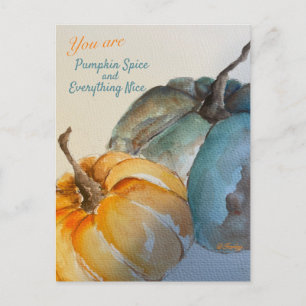 Carte postale Citrouille turquoise