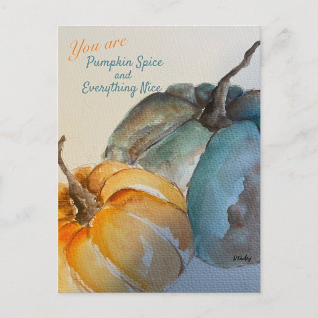 Carte postale Citrouille turquoise (Devant)