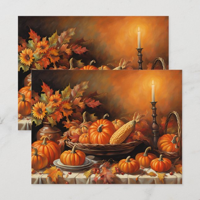 Carte Postale Citrouilles d'automne colorés (Devant / Derrière)