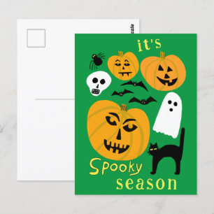 Carte Postale Citrouilles de la saison effrayante Chauve-souris