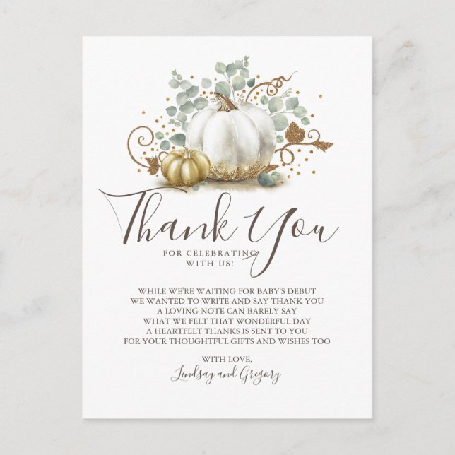Carte Postale Citrouilles de Parties scintillant d'or et Merci d (Devant)