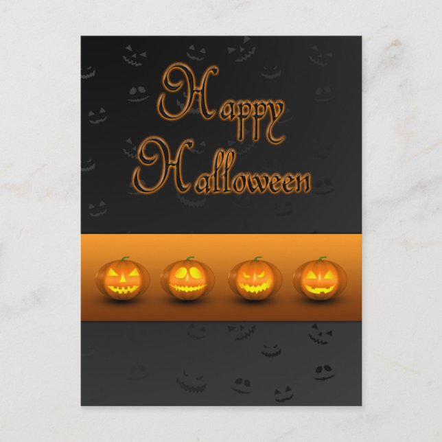 Carte Postale Citrouilles d'Halloween Jack-o-Lantern (Devant)
