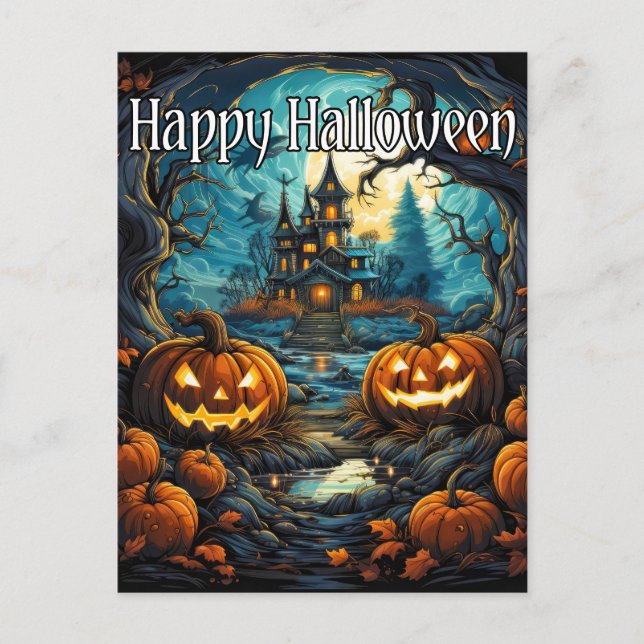 Carte Postale Citrouilles d'Halloween superflus (Devant)
