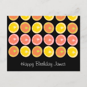 Carte Postale Citrus Candy Lemon Fruit Motif Noir