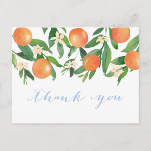 Carte Postale Citrus oranges bleu garçon Baby shower merci