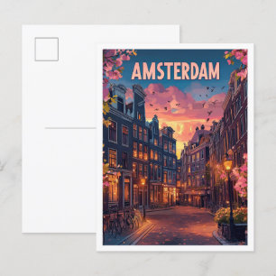 Carte Postale City Amsterdam Pays-Bas Vintage voyage