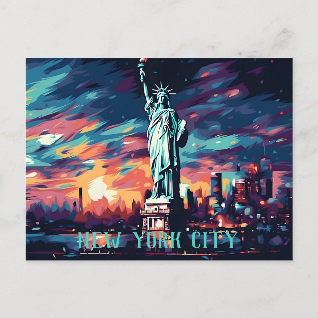 Carte Postale City Skyline Statue of Liberty New York Postcard (Devant)