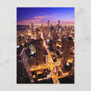 Carte Postale Cityscape à Chicago la nuit