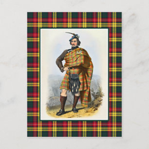 Carte Postale Clan Buchanan Vintage Illustration Tartan Frame