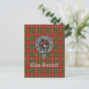 Carte Postale Clan Burnett Crest Badge & Tartan