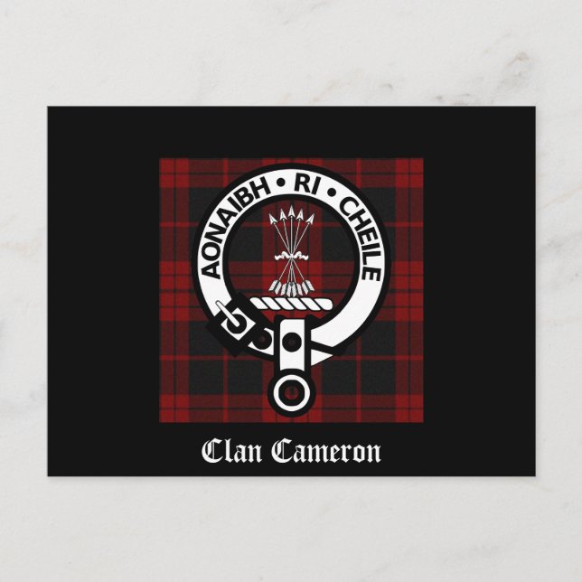 Carte Postale Clan Cameron Crest & Tartan (Devant)
