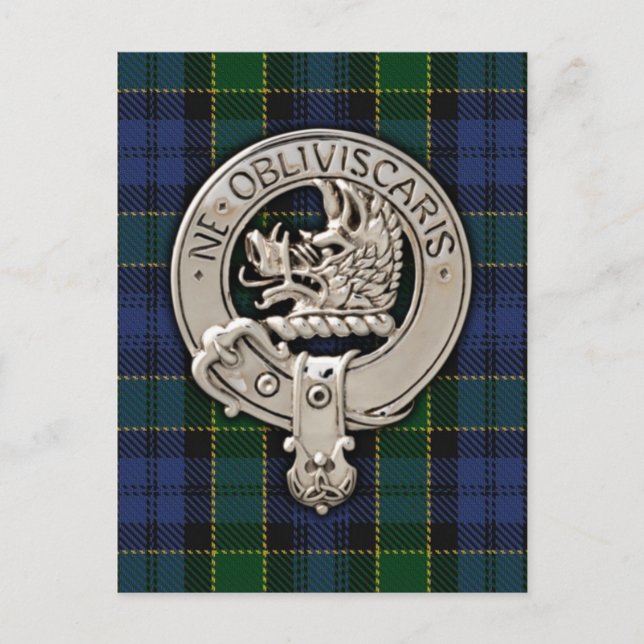 Carte Postale Clan Campbell Crest et Breadalbane Tartan (Devant)