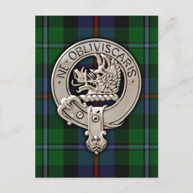 Carte Postale Clan Campbell Crest et Cawdor Tartan (Devant)