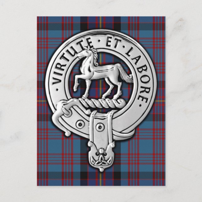 Carte Postale Clan Cochrane Crest & Azure Tartan (Devant)
