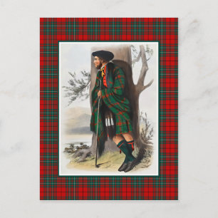 Carte Postale Clan Cummings Vintage Illustration Tartan Frame