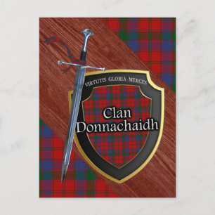 Carte Postale Clan Donnachaidh Tartan Epée & Bouclier