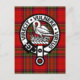 Carte Postale Clan écossais Stuart Tartan et Crest