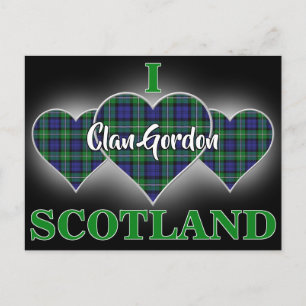 Carte Postale Clan Gordon I Love Scotland Tartan Heart