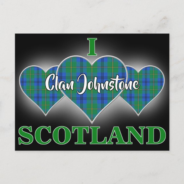 Carte Postale Clan Johnstone I Love Scotland Tartan Heart (Devant)