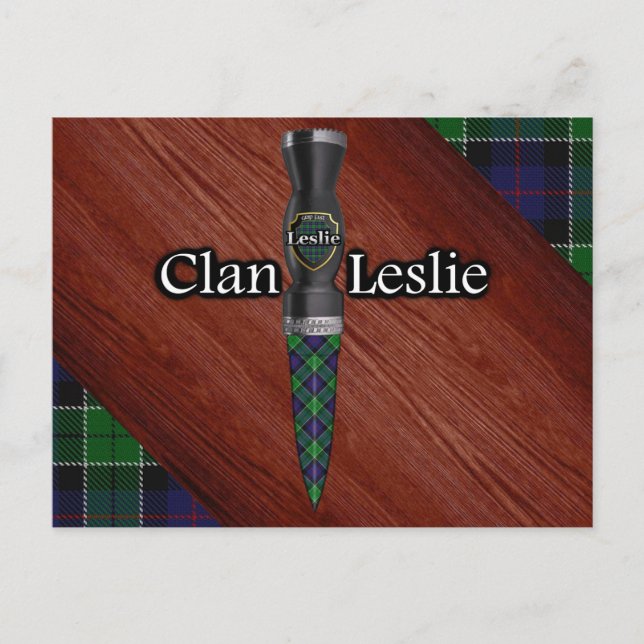 Carte Postale Clan Leslie Tartan Sgian Dubh Blade (Devant)