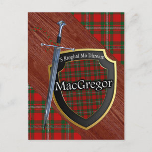 Carte Postale Clan MacGregor Tartan Sword & Shield