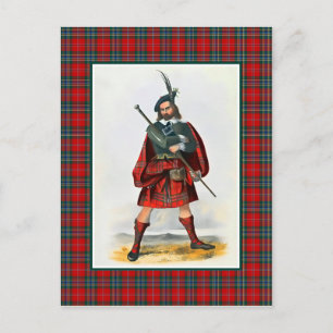 Carte Postale Clan MacLean Vintage Illustration Tartan Frame