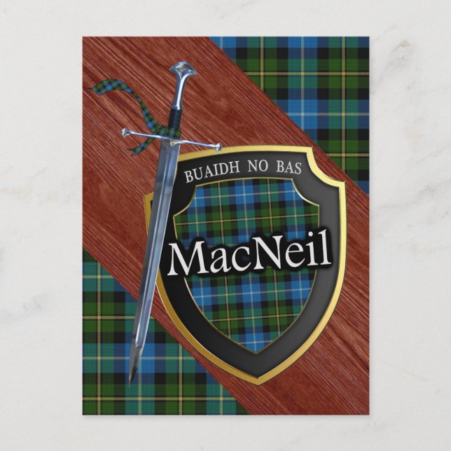 Carte Postale Clan MacNeil Tartan Sword & Shield (Devant)